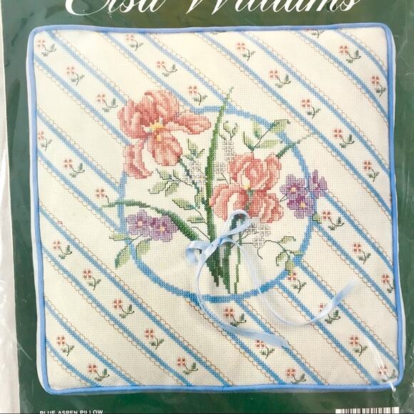 Elsa Williams New In Package 12" x 12" Blue Aspen Pillow Cross Stitch Kit 02046 - Picture 5 of 5